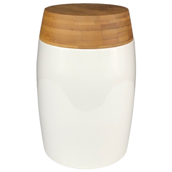 2009 Starbucks Coffee Company Ceramic Canister Crock w/ Bamboo Lid - Picture 2 of 6